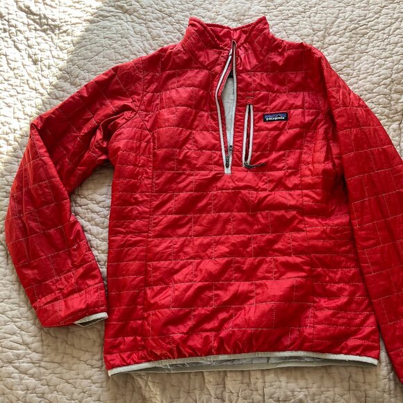 Patagonia Red Nano Puff Primaloft Pullover Jacket 1/4 zip - Picture 1 of 3